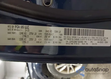 2015 Dodge Journey Sxt z USA, uszkodzony, nr VIN 3C4PDCBB6FT663992